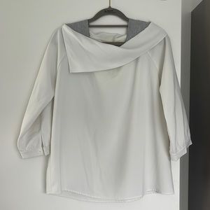 Women white chiffon blouse 3/4 sleeves
